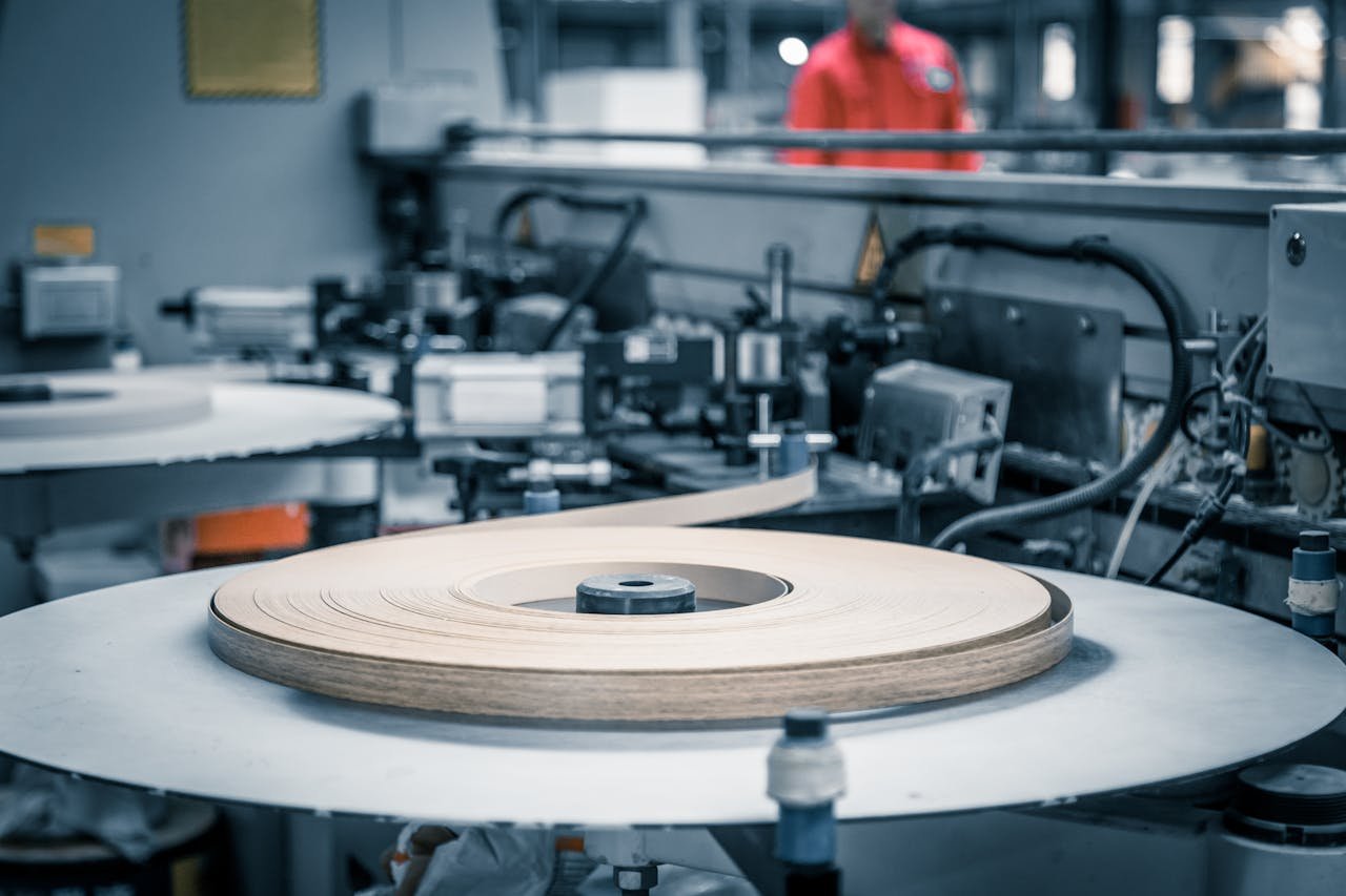 Close-up of industrial machinery in a Beijing factory, showcasing modern equipment.
